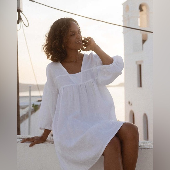 Harly Jae Dresses & Skirts - HARLY JAE PAYSANNE MINI LINEN DRESS - WHITE